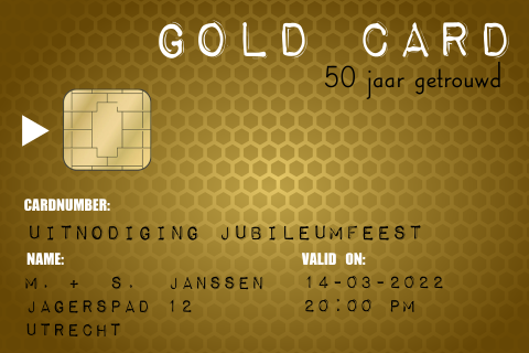 Uitnodiging 50 jaar getrouwd gold card