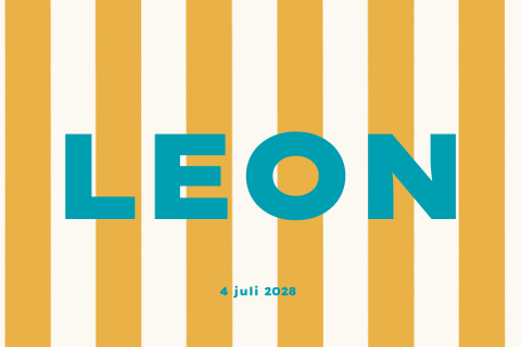 Kleurrijk geboortekaartje jongen met strepen okergeel