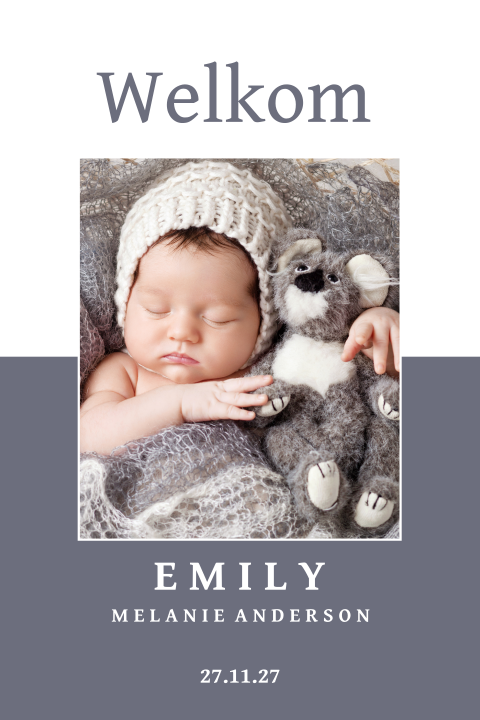 Klassiek geboortekaartje meisje met foto 