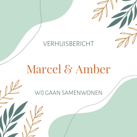 Verhuisbericht samenwonen met abstracte vormen