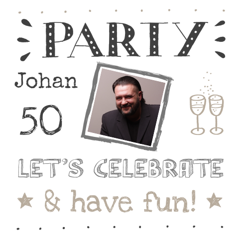 Verjaardagsuitnodiging handlettering 50 foto