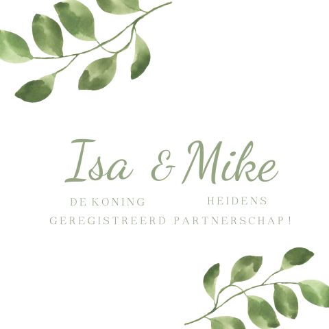 Stijlvolle uitnodiging Geregistreerd partnerschap bladeren botanisch
