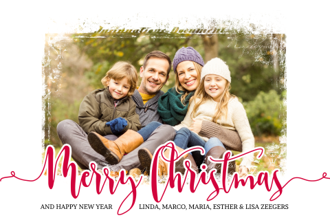 Hippe kerstkaart met familiefoto