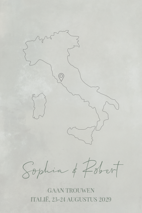 Trouwkaart voor jullie bruiloft in Italië