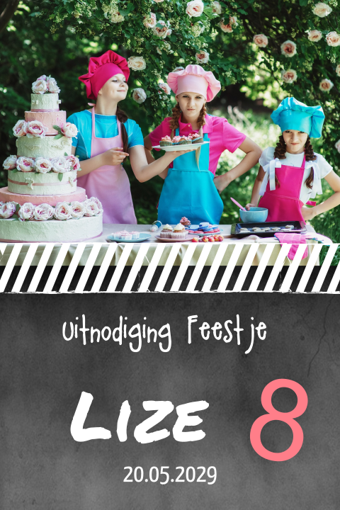 Leuke kaart om te gebruiken voor een uitnodiging om taart te bakken