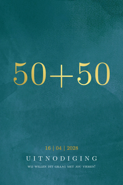 Hippe uitnodiging samen 100 blauw groen met goudfolie