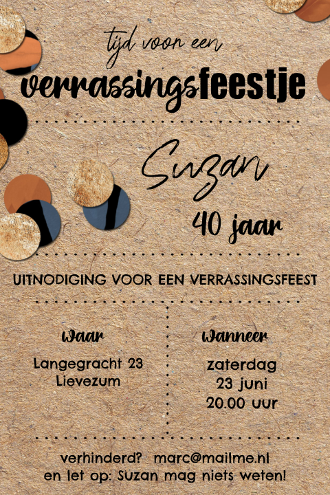 Verrassingsfeest uitnodiging kaart voor een feestje