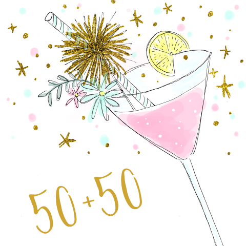 Uitnodiging dubbel feest cocktail hip