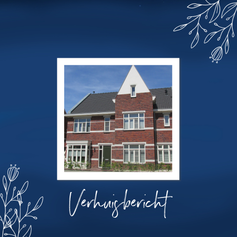 Hip verhuisbericht blauw eigen foto en takje