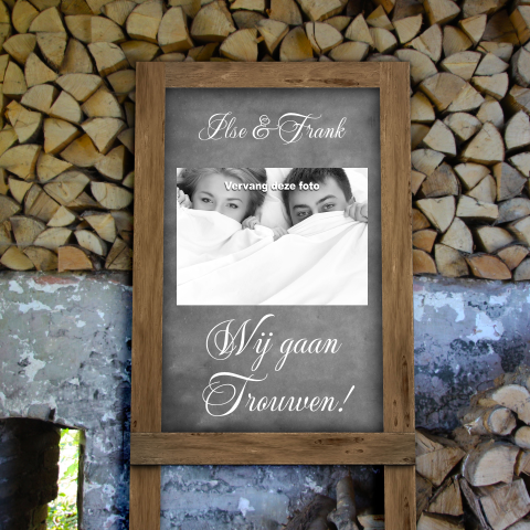 Trouwkaart krijtbord landelijk 