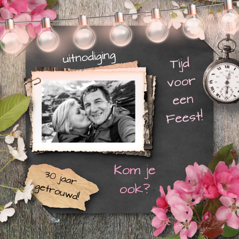 Uitnodiging voor een 30 jarig jubileum met hout
