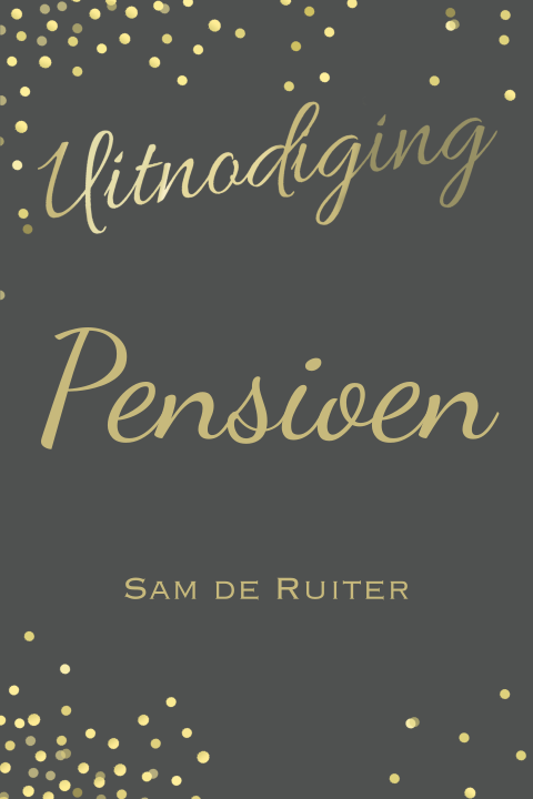 Pensioen uitnodiging goud tinten confetti