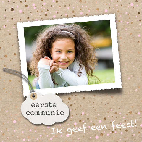 Feestelijke kraft kleurige uitnodiging eerste communie