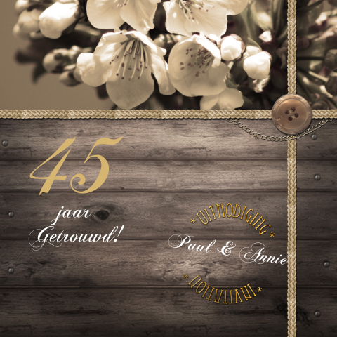 Uitnodiging feest 45 jaar getrouwd vintage