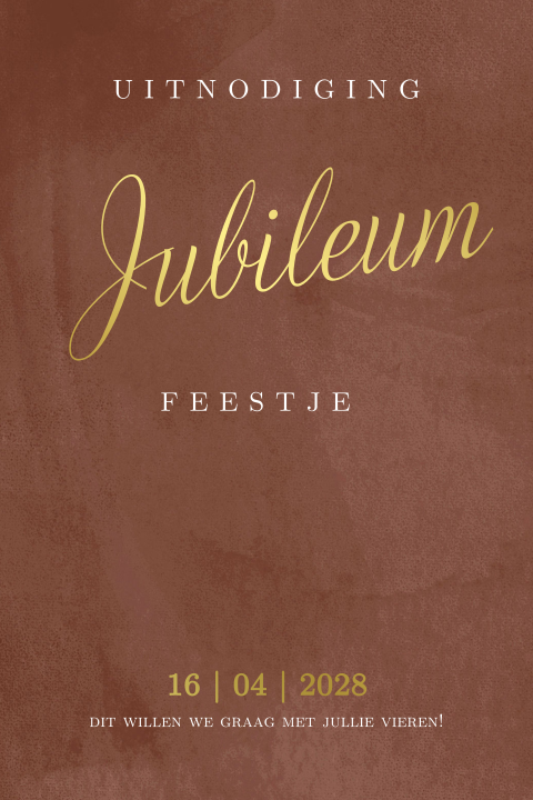 Jubileumkaart uitnodiging met goudfolie