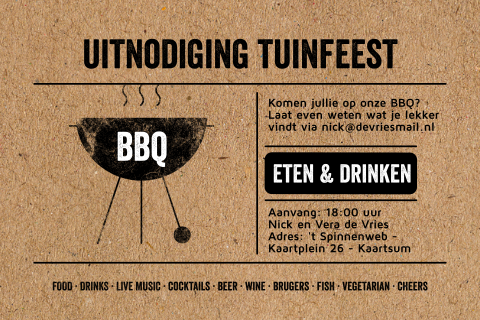 Leuke uitnodiging voor een tuinfeest of bbq