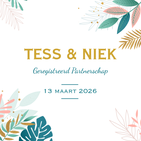 Geregistreerd partnerschap uitnodiging met kleurrijke bladeren