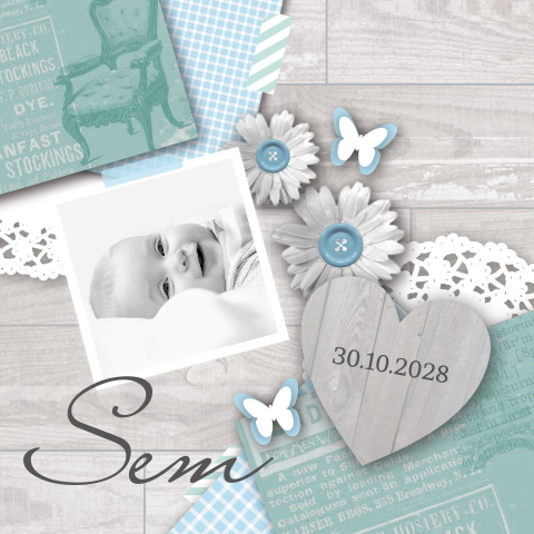 Geboortekaartje jongen met foto lief pastel groen