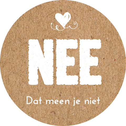Sticker kraft look met witte tekst