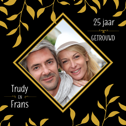 Uitnodiging 25 jarig jubileumfeest subtiel Art deco thema