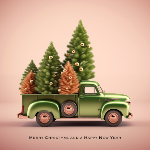Kerst Verhuiskaart met retro truck