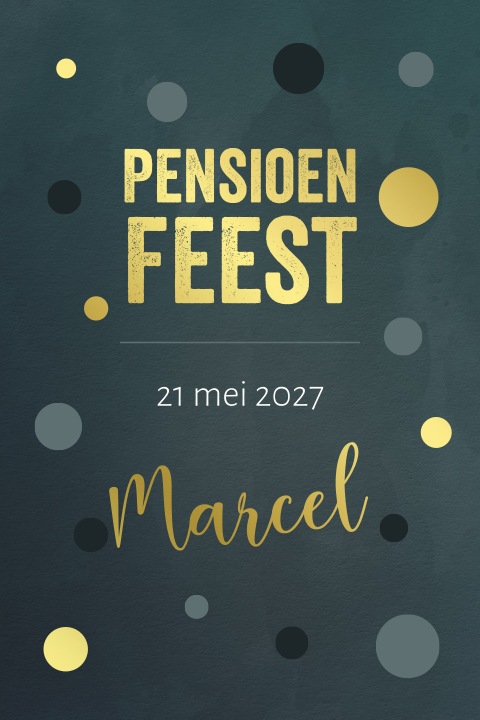 Hippe uitnodiging pensioen verjaardag groen en foliedruk