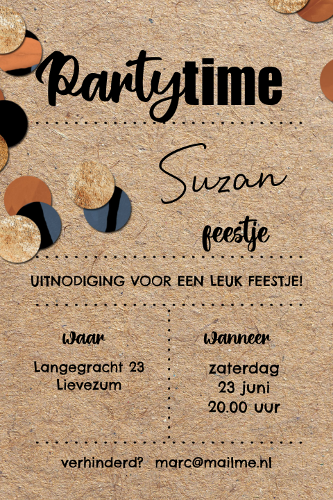 Kraft look verjaardagsuitnodiging kaart voor een feestje
