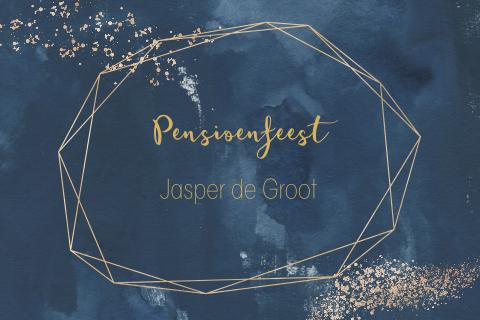 Uitnodiging pensioenfeest met achthoek met waterverf