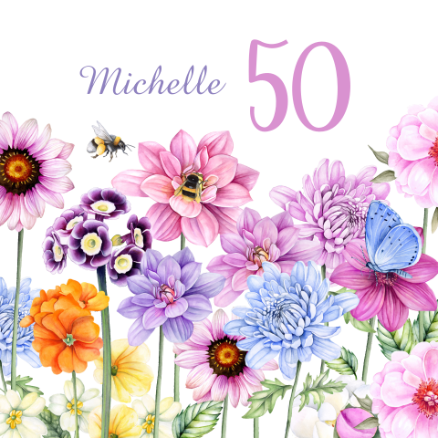 Verjaardagsfeestje 50 jaar met zomerbloemen