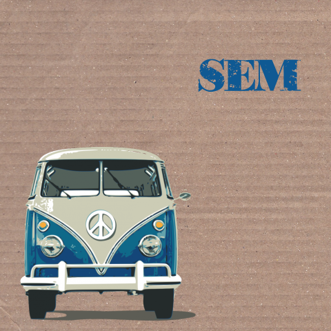 Geboortekaartje blauwe volkswagenbus in karton look