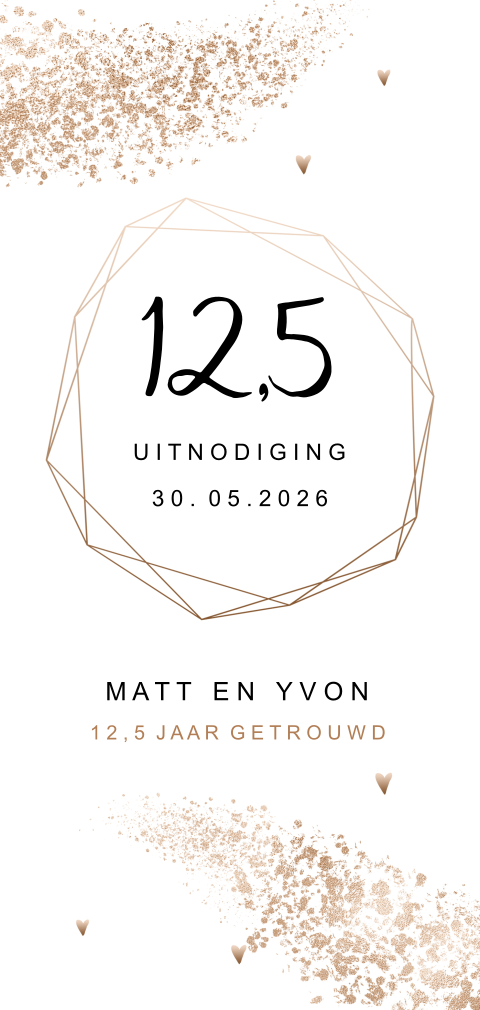 Jubileum uitnodiging 12,5 jaar getrouwd met koper