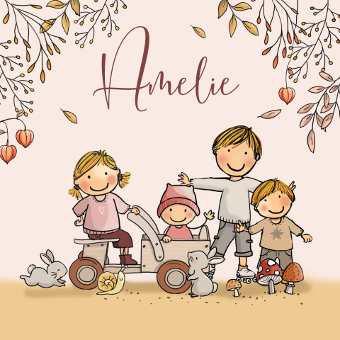 Geboortekaartje meisje herfst 4de kindje