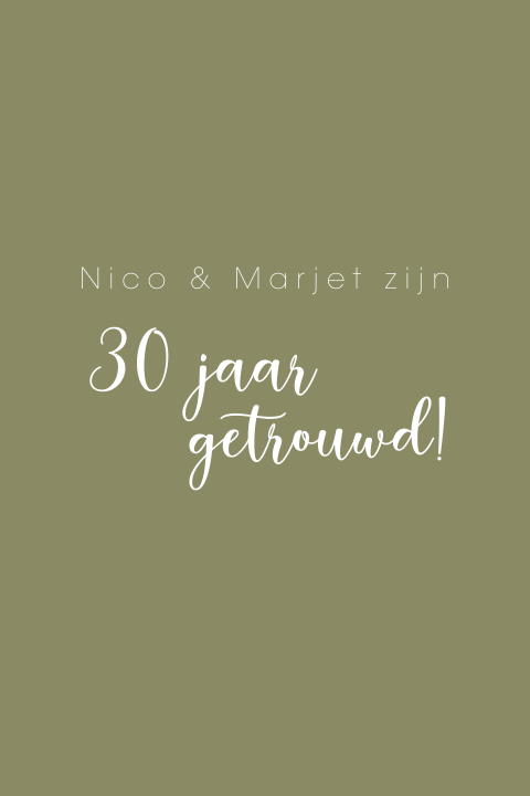 Jubileum uitnodiging 30 jaar getrouwd minimalistisch groen