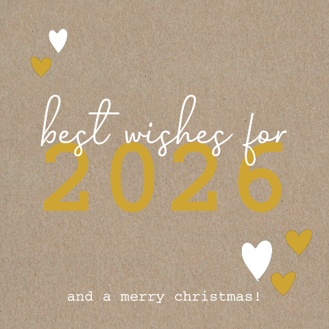Kraft kerstkaart best wishes gedrukt op echt kraft papier