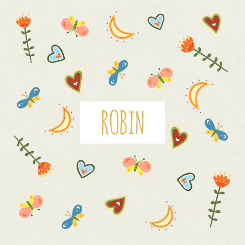 Vrolijk en lief unisex geboortekaartje met hartjes vlindertjes