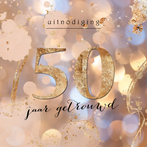 Feestelijke uitnodiging 50 jarig jubileum goud look