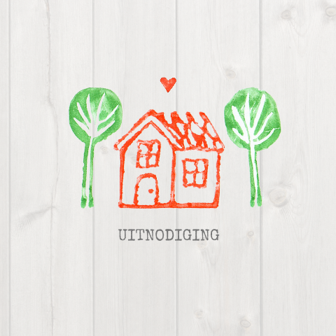 Housewarming stempel huis vierkant enkel