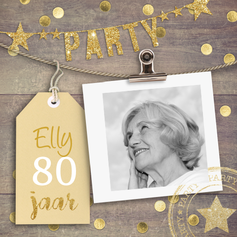 Uitnodiging verjaardag 80 jaar met foto