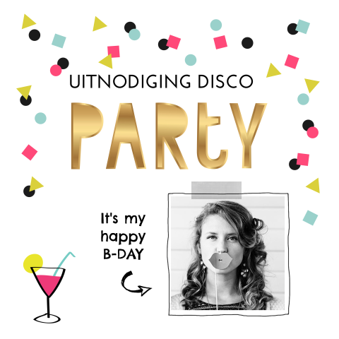 Hippe disco party uitnodiging voor een verjaardag