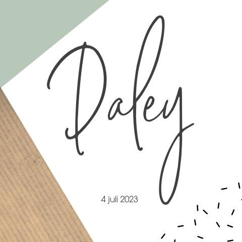 Geboortekaartje jongen geometrische vormen kraft en grijsgroen