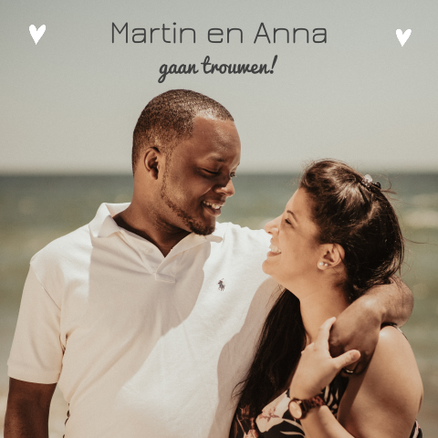 Moderne trouwkaart met ruimte voor een eigen foto