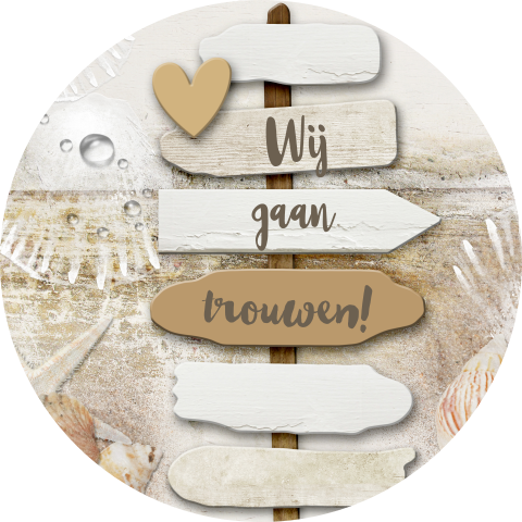 Sluitzegel met houten bordjes en een strandsfeer