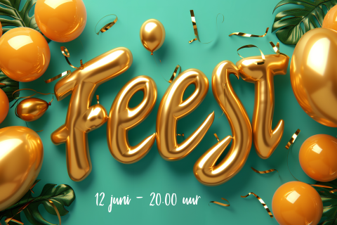 Uitnodiging dubbel feest gouden ballonnen