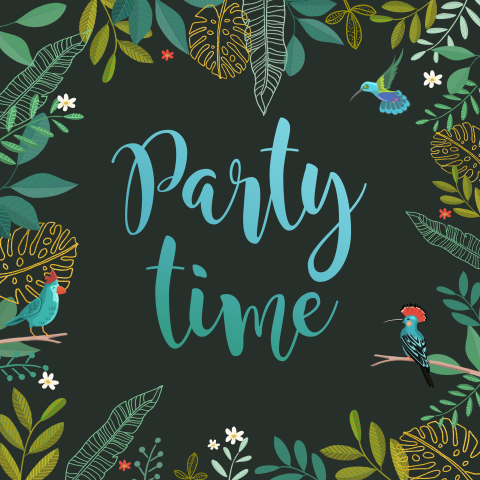 Uitnodiging kaart maken feest met bladeren en vogels