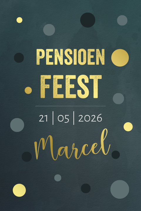 Hippe uitnodiging pensioen verjaardag groen en foliedruk