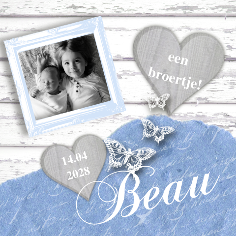 Foto geboortekaartjes broertje 2e kindje