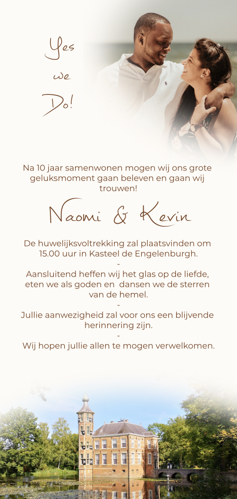 Foto trouwkaart met twee foto's voorkant