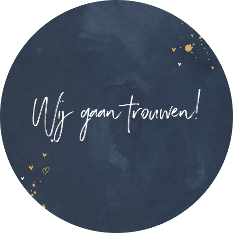 Sticker watercolor hartjes darkblue