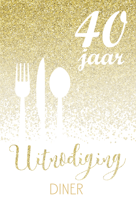 Jubileum uitnodiging 40 jaar met bestek voor een diner