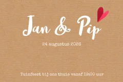 Jubileum uitnodiging met kartonnen achtergrond 12,5 jaar getrouwd